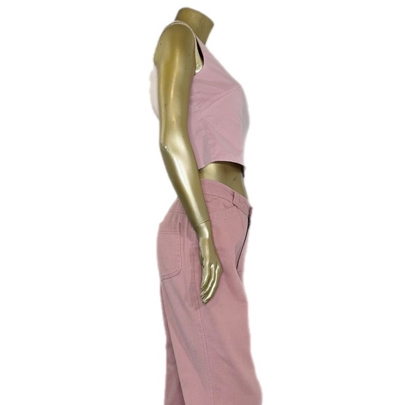VINTAGE DAVID MEISTER LIGHT PINK HIGH NECK SLEEVELESS CROP TOP-2 - Picture 5 of 7